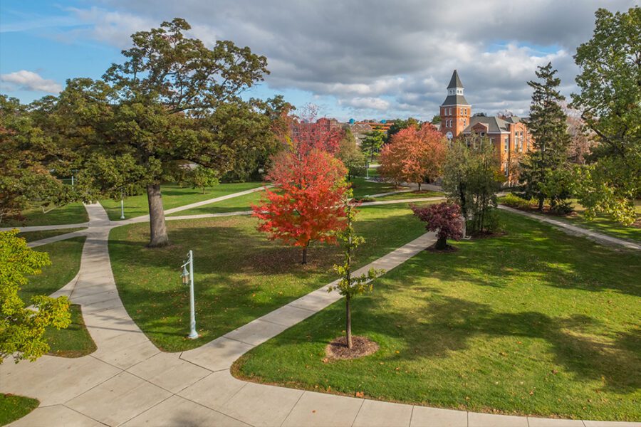 Header of MSU campus in the fall.